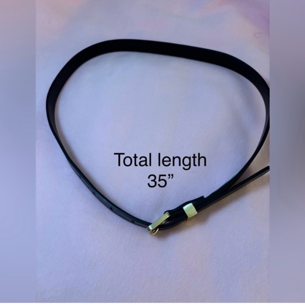 Nordstrom 35” Women’s Black Leather Belt with Gold Buckle